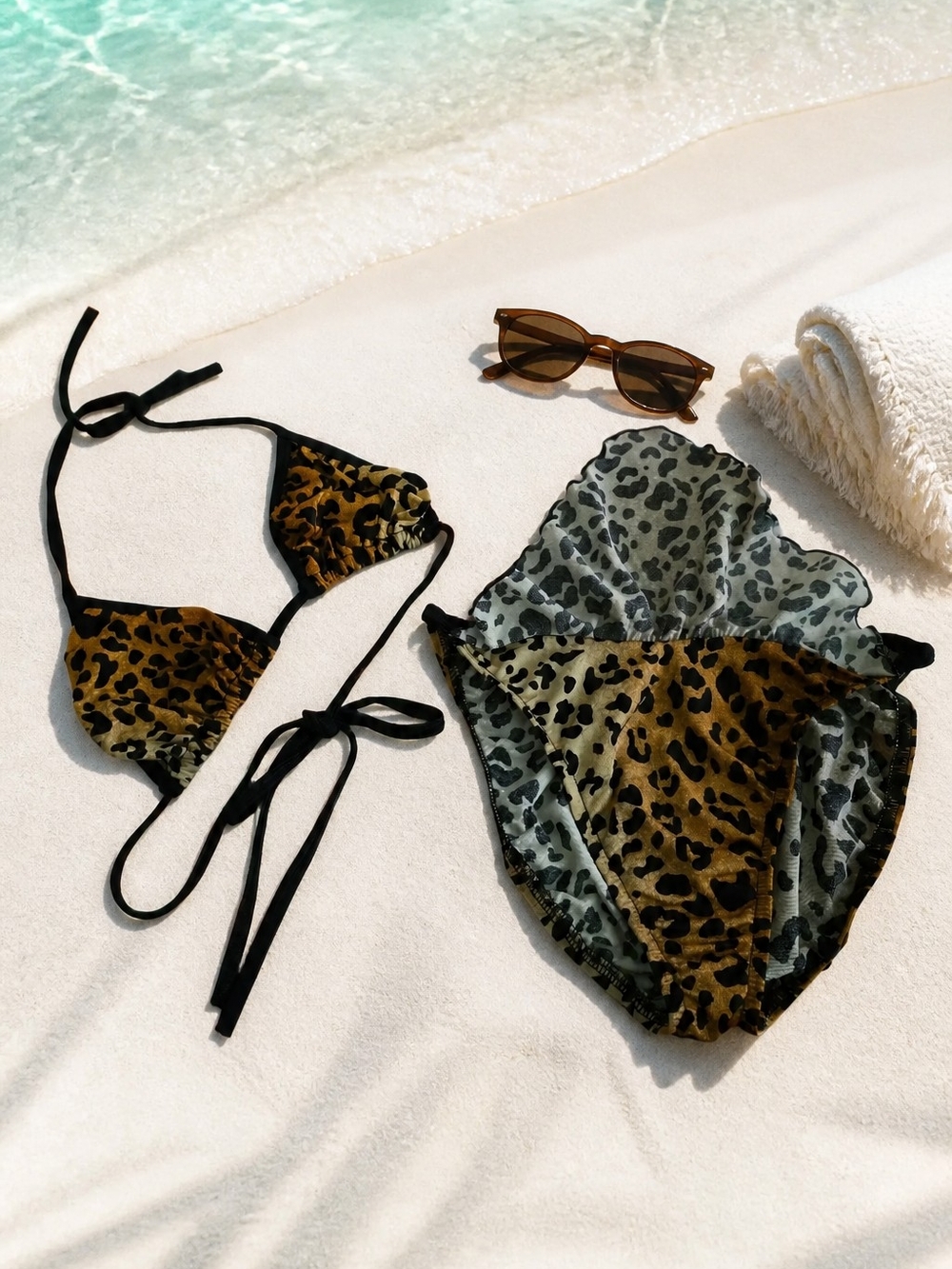 ๐ฃRare '84 Vintage Leopard๐๐บTop Bikini ๐Bottom Loincloth Ruffle Front 7/8 - Picture 5 of 9